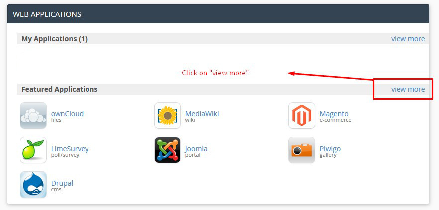 Web Application Section in cPanel